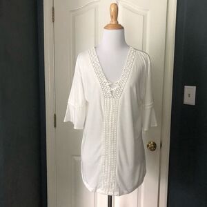 Shannon Ford New York White top crochet detail